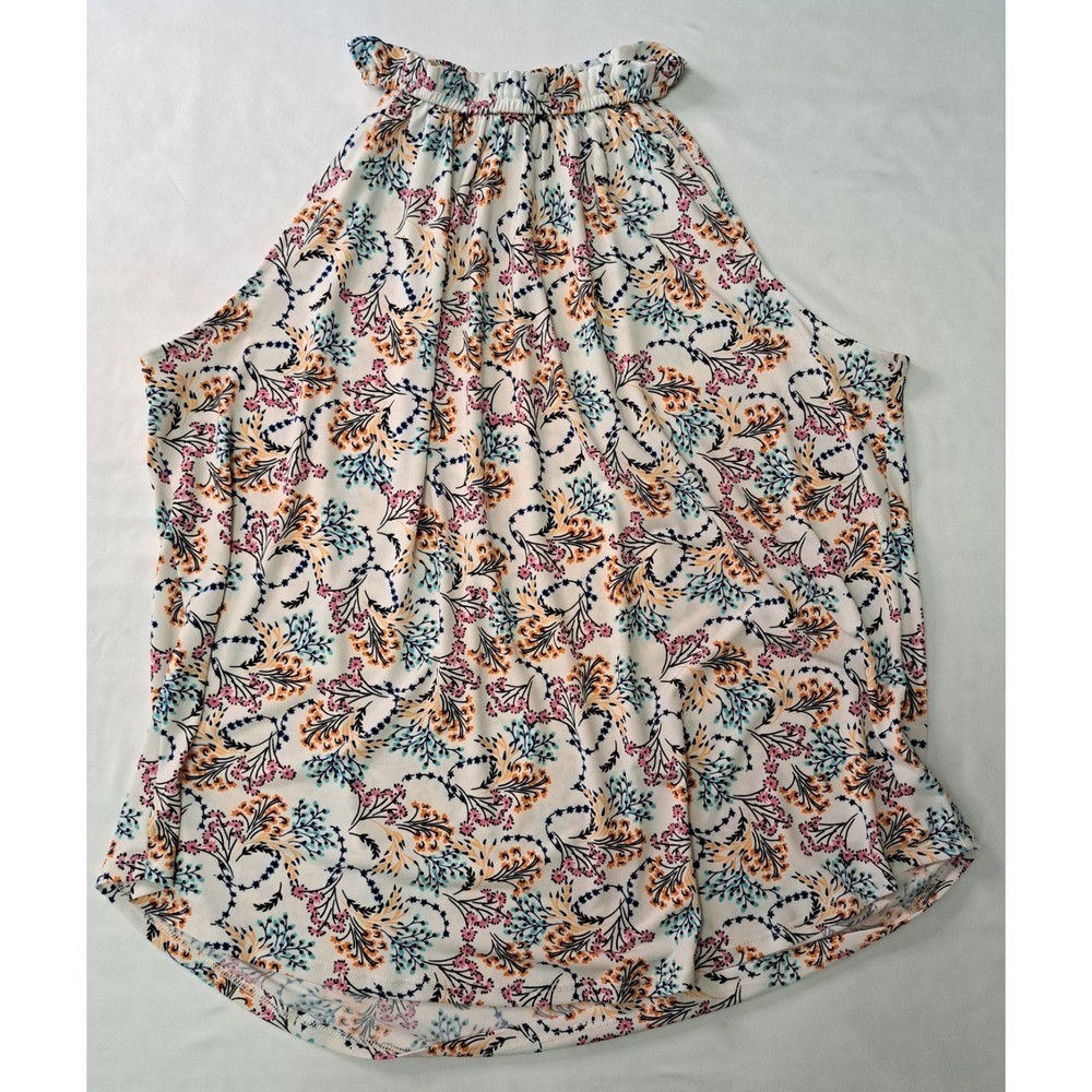 Always Indigo Women's L Halter Neck Floral Top Boho Cottagecore Feminine Work
